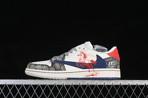 All categories Air Jordan Jordan series basketball shoes Air Jordan 1 Low High-end customized low-top sneakers Air Jordan 1 Low AJ1 Joe 1 Year of the Horse joint high-end customized low-top retro basketball shoes FF2026-118
